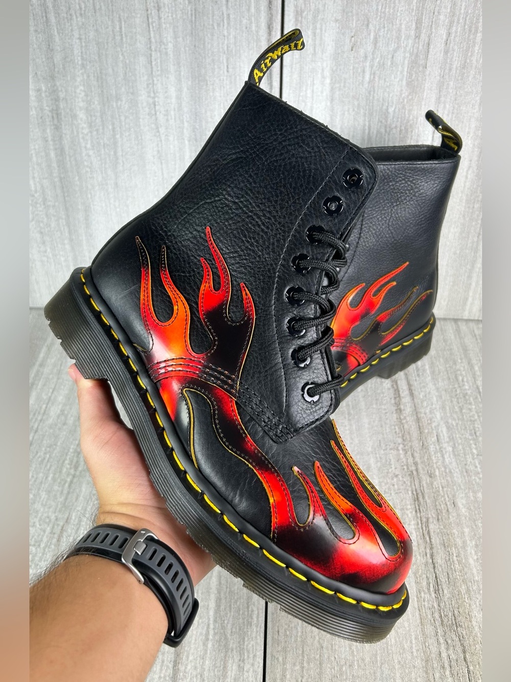 NEW RARE Dr. Martens Docs 1460 Pascal Flame Black Vibrant Red Boot Womens Size 7